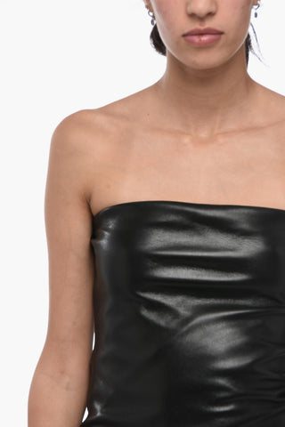 Eco-leather Strapless Minidress