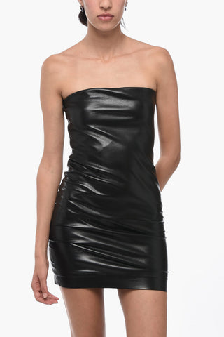 Eco-leather Strapless Minidress