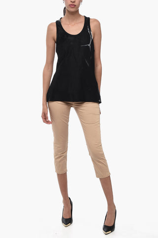 Stretchy Tank Top with Abstract Motif