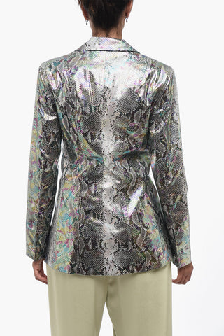 Eco-Leder Einreihiger Blazer mit Schlangenprint