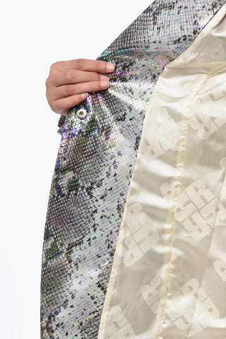 Eco-Leder Einreihiger Blazer mit Schlangenprint