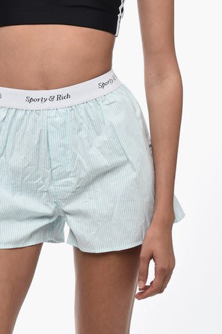 Striped Shorts with Logoed Elastic Band