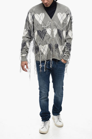 Carigan in Motivo Argyle con Scollo a V