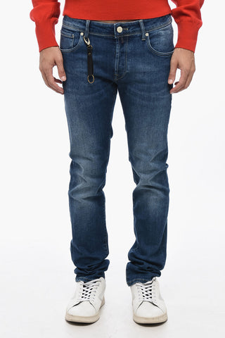 Jeans Slim Fit con Bottone Logato 16cm