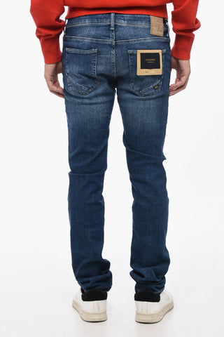 Jeans Slim Fit con Bottone Logato 16cm