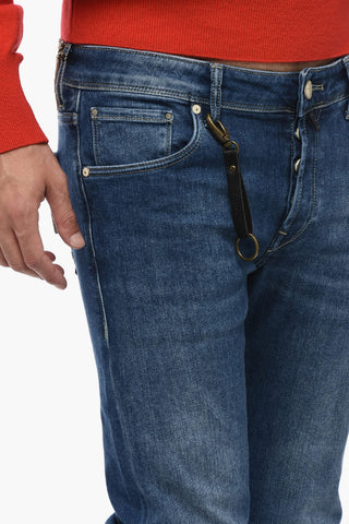 Jeans Slim Fit con Bottone Logato 16cm