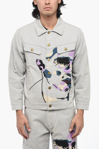 Embroidered Denim FUNNY BUSINESS Jacket