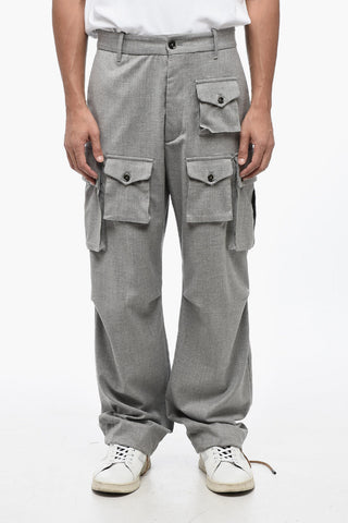 Pantaloni Cargo in Misto Lana 