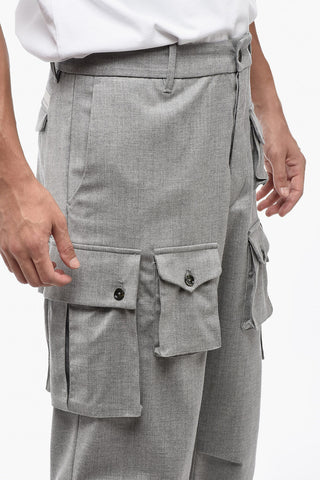 Pantaloni Cargo in Misto Lana 