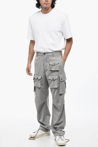 Pantaloni Cargo in Misto Lana 