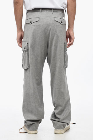 Pantaloni Cargo in Misto Lana 