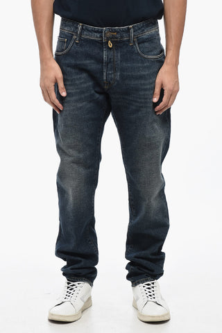 Regular Waist Stretch Denim Jeans with Visible Stitching 19cm