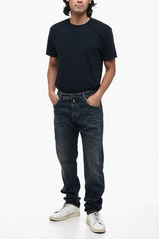 Regular Waist Stretch Denim Jeans with Visible Stitching 19cm