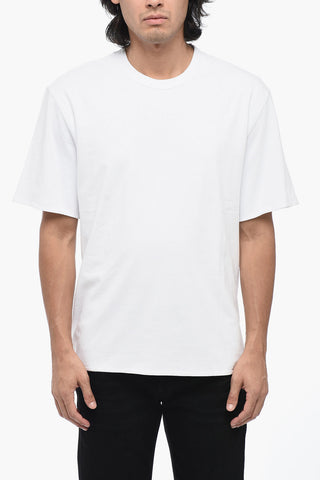 Solid Color Crew-neck T-Shirt with Contrasting Logo