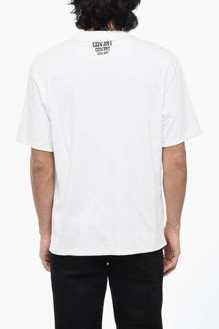 Solid Color Crew-neck T-Shirt with Contrasting Logo