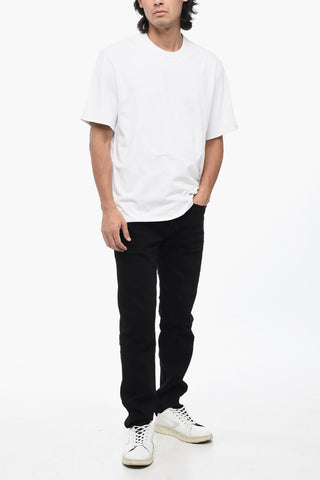 Solid Color Crew-neck T-Shirt with Contrasting Logo