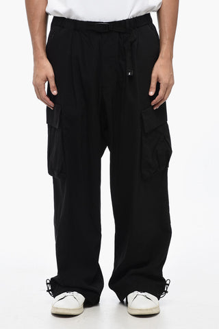 Pantaloni Cargo in Nylon a Gamba Ampia