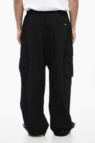 Pantaloni Cargo in Nylon a Gamba Ampia