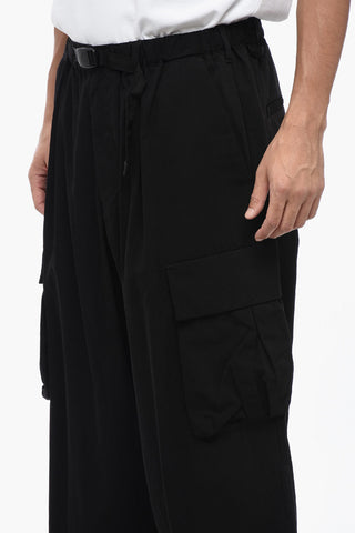 Pantaloni Cargo in Nylon a Gamba Ampia