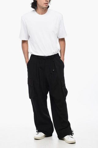 Pantaloni Cargo in Nylon a Gamba Ampia