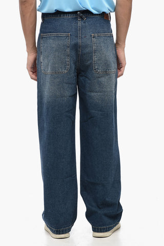 Jeans Regular Fit con Ricami a Contrasto 25cm