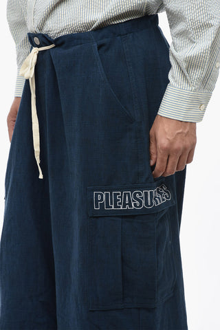 Pantaloni Cargo in Misto Lino con Bottone Logato