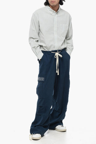 Pantaloni Cargo in Misto Lino con Bottone Logato