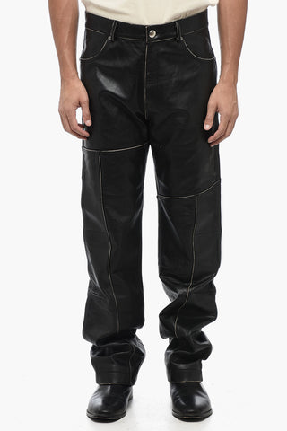Straight Leg Leather DRESZEN Pants with Belt Loops
