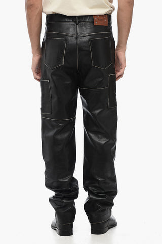 Straight Leg Leather DRESZEN Pants with Belt Loops