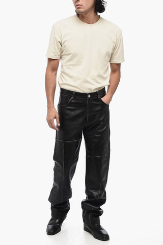 Straight Leg Leather DRESZEN Pants with Belt Loops