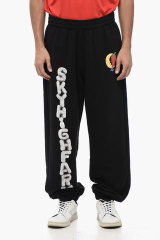 Brushed Cotton Joggers with Printed Logo