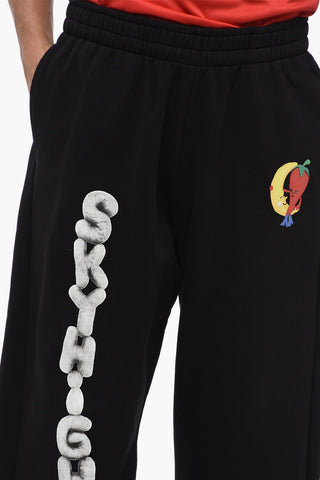 Brushed Cotton Joggers with Printed Logo