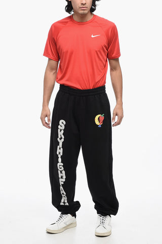 Brushed Cotton Joggers with Printed Logo