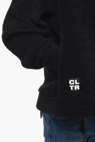 Felpa Hoodie in Pile con Due Tasche