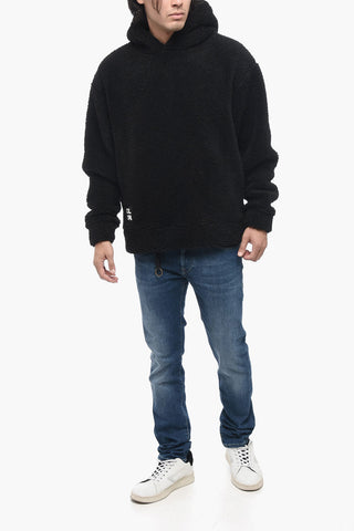Felpa Hoodie in Pile con Due Tasche