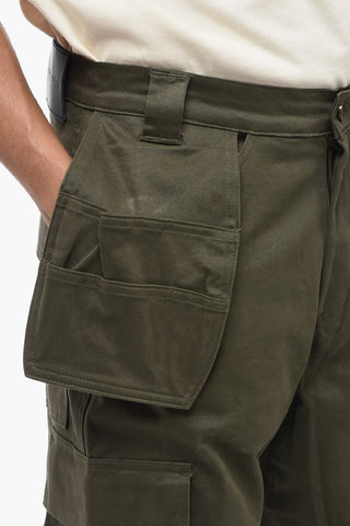 Pantaloni Cargo in Cotone con Bottone Dorato