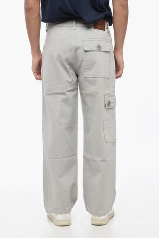 Jeans Cargo Regular Fit con Ricami a Contrasto 24cm