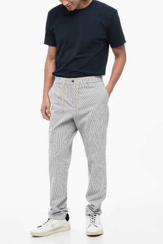 Pantaloni Casual a Righe Bicolore con Elastico in Vita