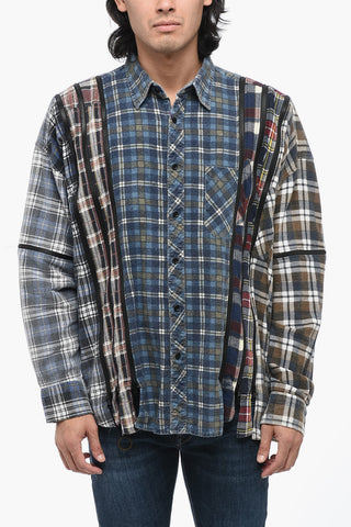 Checked Flannel Cotton Overshirt with Removable Panels and Sleeves