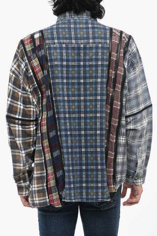 Checked Flannel Cotton Overshirt with Removable Panels and Sleeves
