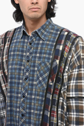 Checked Flannel Cotton Overshirt with Removable Panels and Sleeves