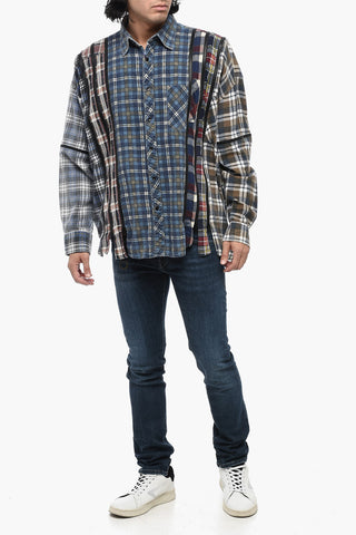 Checked Flannel Cotton Overshirt with Removable Panels and Sleeves