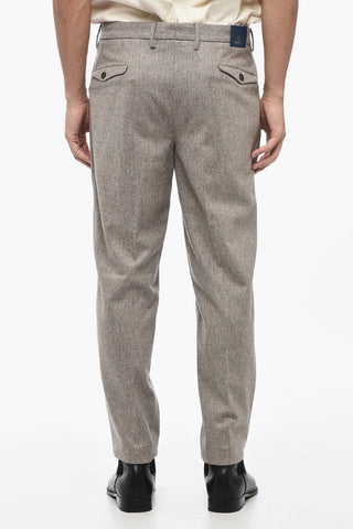 Single-Pleat Wool Pants with Belt Loops