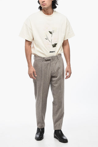 Single-Pleat Wool Pants with Belt Loops