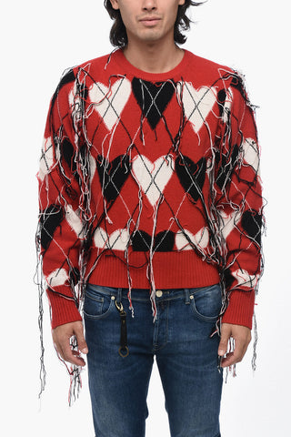 Maglia a Girocollo Argyle con Frange