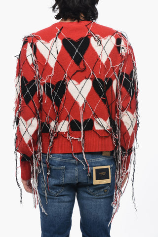 Maglia a Girocollo Argyle con Frange