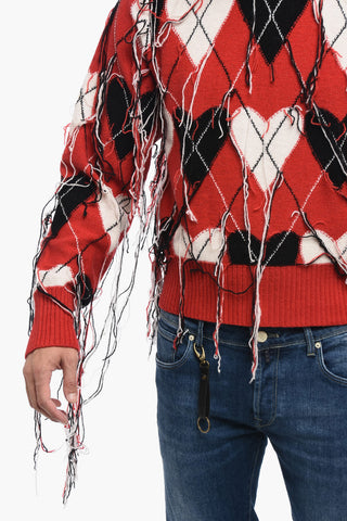 Maglia a Girocollo Argyle con Frange