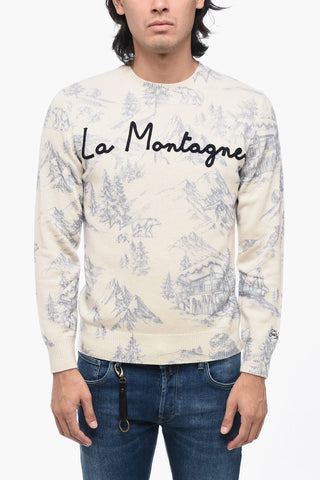 Printed Wool Blend Crew-Neck Sweater