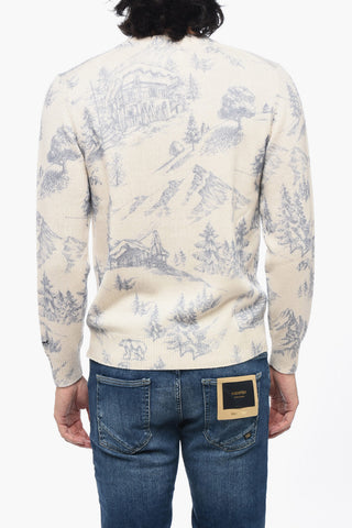 Printed Wool Blend Crew-Neck Sweater
