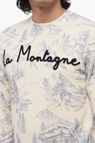 Printed Wool Blend Crew-Neck Sweater